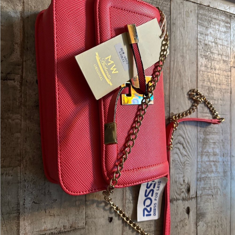 JM Collection Red and Gold Crossbody Bag